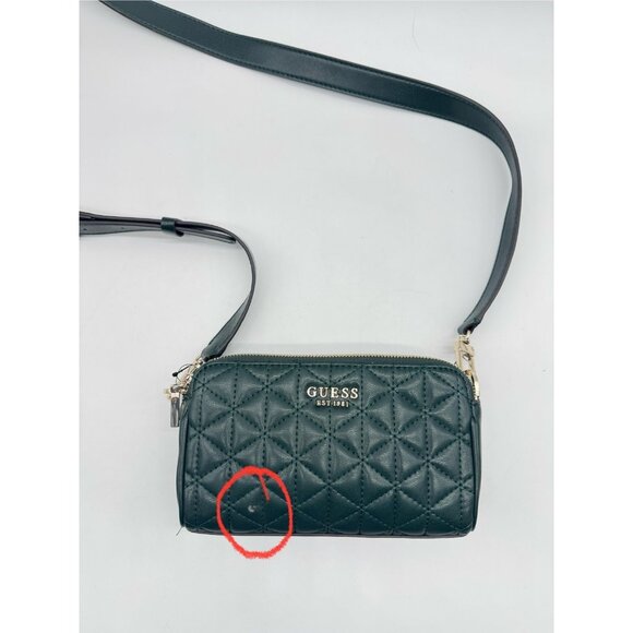 GUESS Kori quilted faux-leather double zip small crossbody bag -Forest Green (U) - Picture 7 of 7